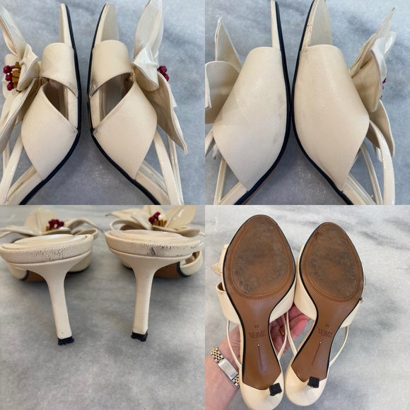 ZARA Large Cream Flower Open Toe Sandals - Picture 12 of 16